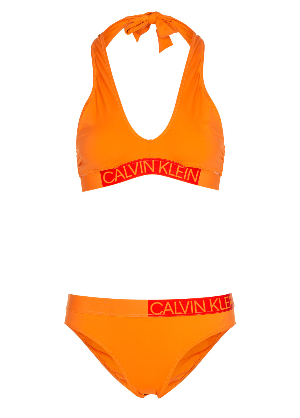 Оранжевый летний раздельный оранжевый купальник раздельный, бикини, халтер Calvin Klein