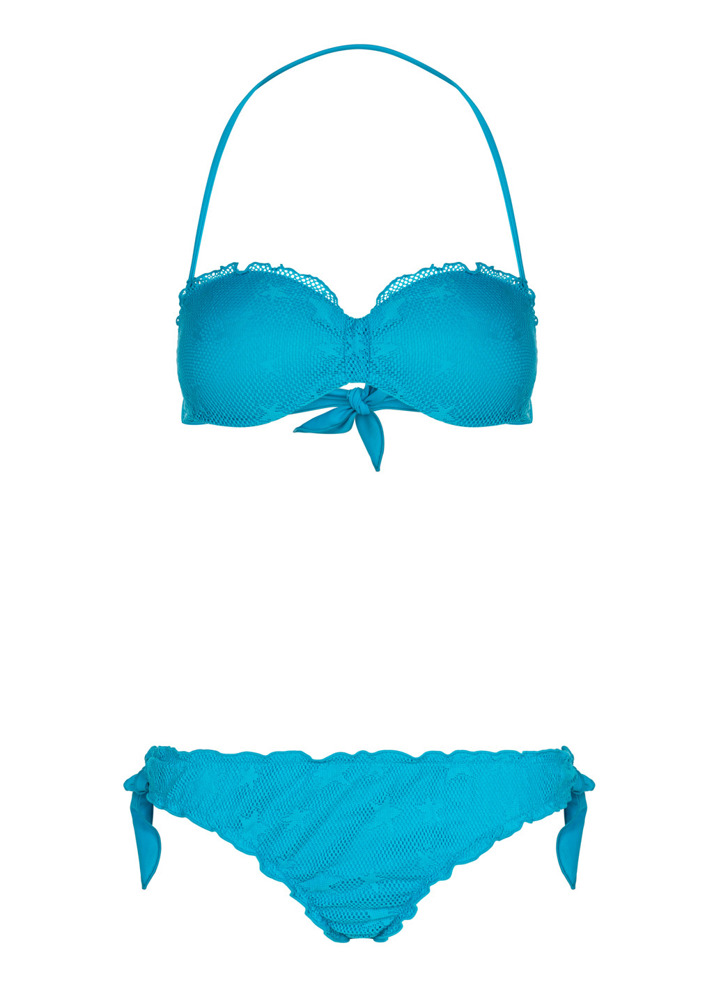 Блакитний літній блакитний роздільний купальник bando роздільний, бандо, халтер Tezenis