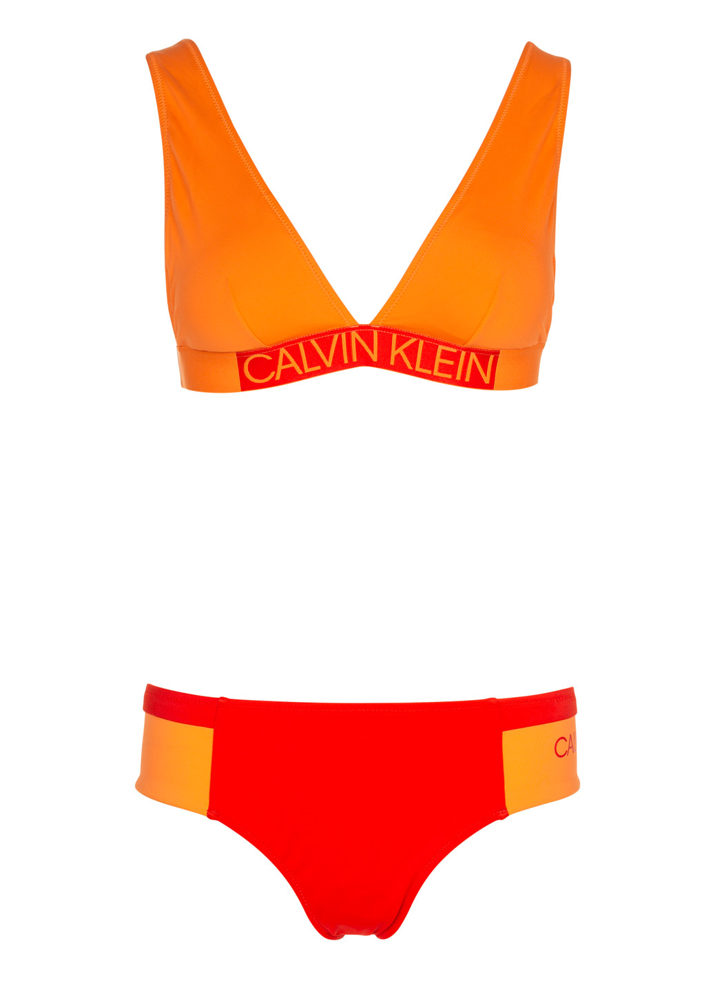 Оранжевый летний раздельный оранжевый купальник раздельный, бикини Calvin Klein