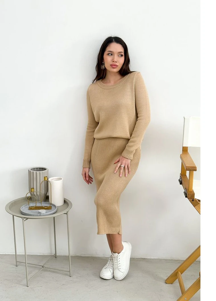 Бежевый джемпер бежевый "jolie" l-xl Art Knit 28438