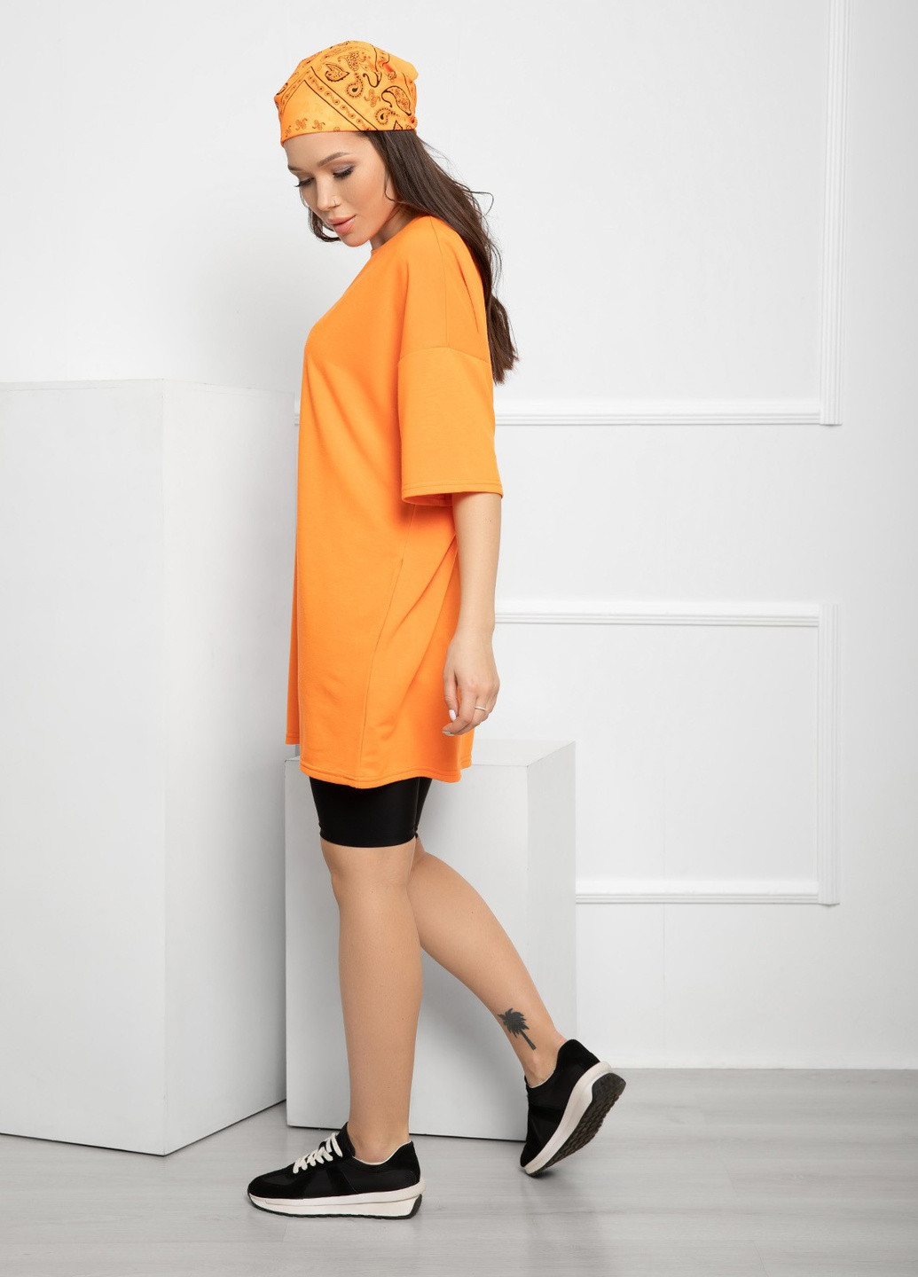 Помаранчева літня футболка жіноча з коротким рукавом ISSA PLUS 12594