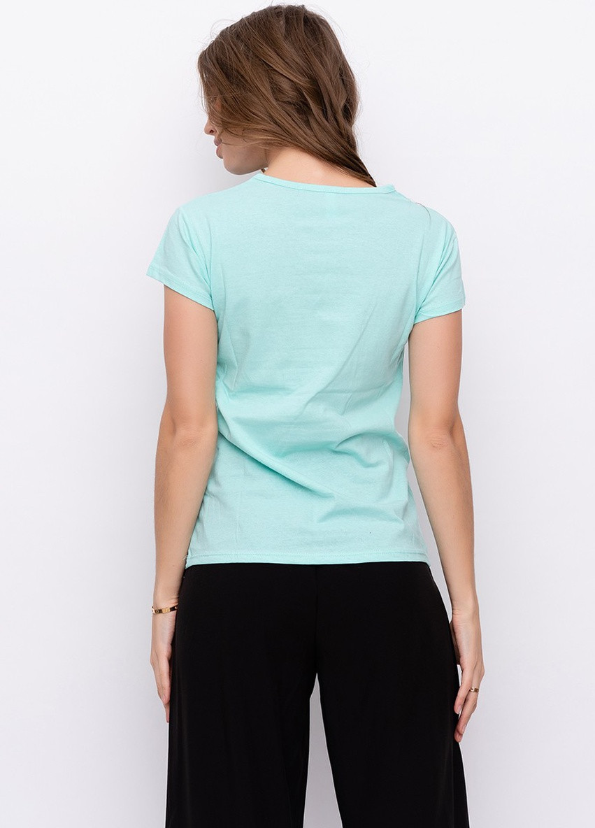 Мятная летняя футболка женская с коротким рукавом ISSA PLUS WN9-12