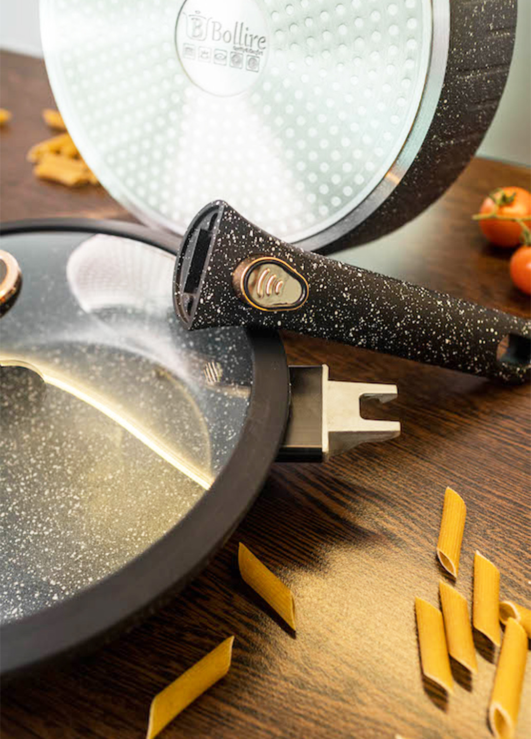 Сковорода глубокая SICILIA 24 см з крышкой и съемной ручкой Bollire (BR-1509) (258985161)