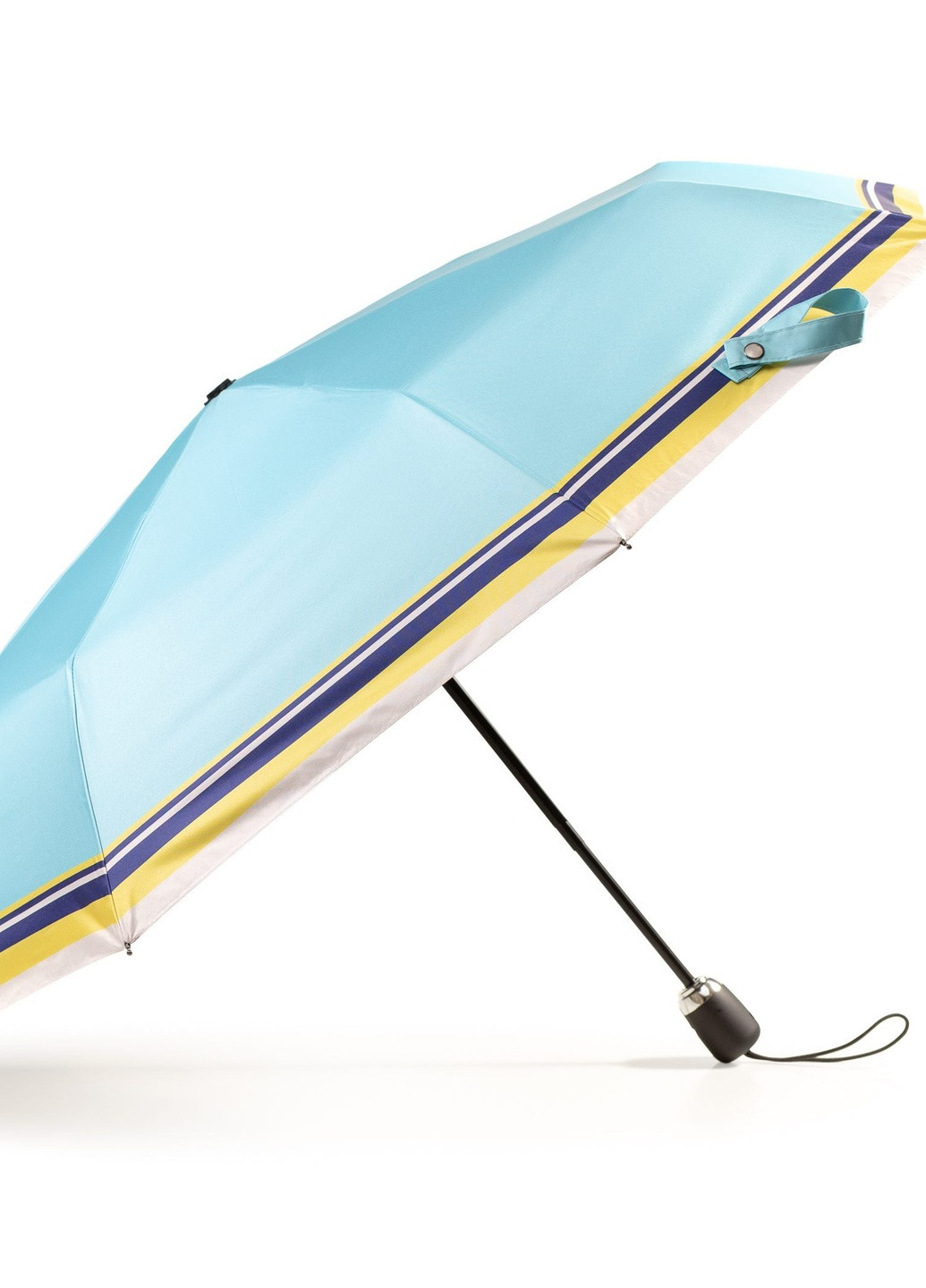 Голубой зонт складной женский полный автомат голубой в полосу Krago (258994509)