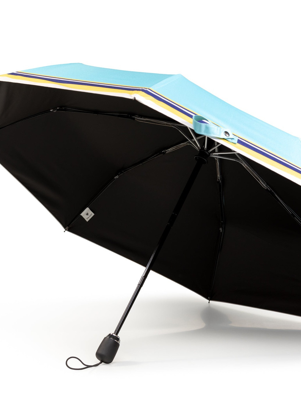 Голубой зонт складной женский полный автомат голубой в полосу Krago (258994509)