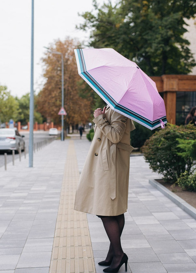Розовый зонт складной женский полный автомат розовый в полосу Krago (258994532)