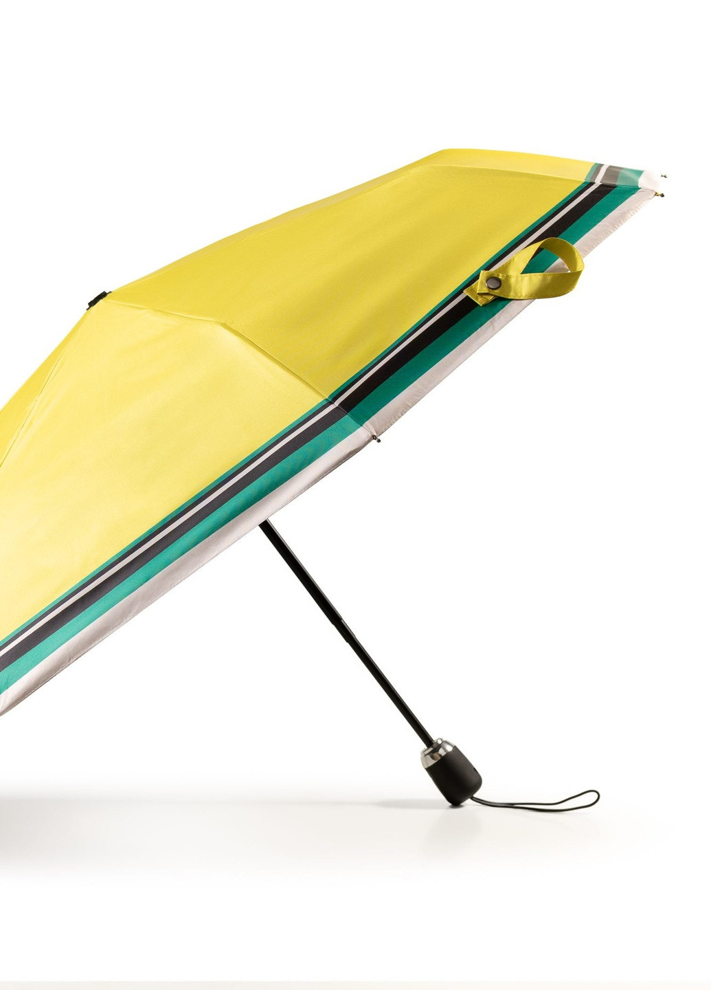 Жёлтый зонт складной женский полный автомат желтый в полосу Krago (258994528)