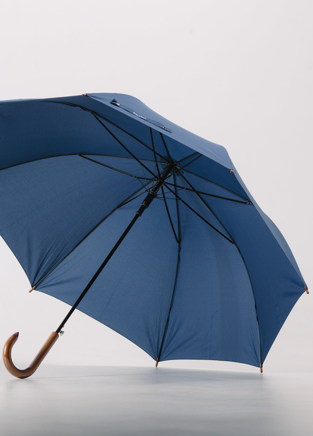 Зонт трость с деревянной ручкой J Wooden Blue Krago (258994531)
