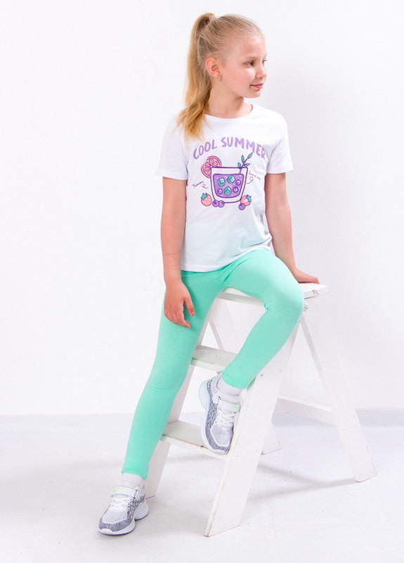Зеленый летний комплект для дівчинки (футболка+лосини) мята носи своє (6194-036-33-1-v1) Носи своє