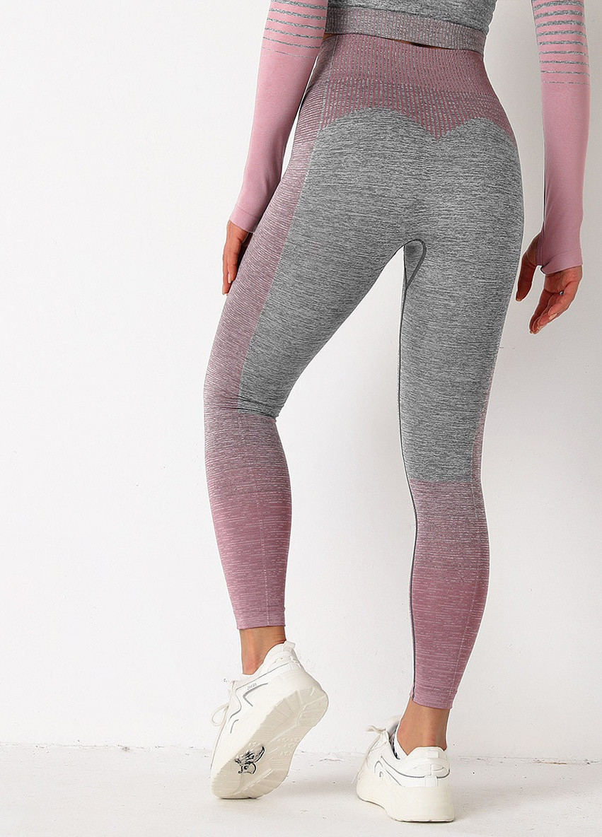 Легінси жіночі спортивні 9655 L сірі з рожевим Fashion (259014959)