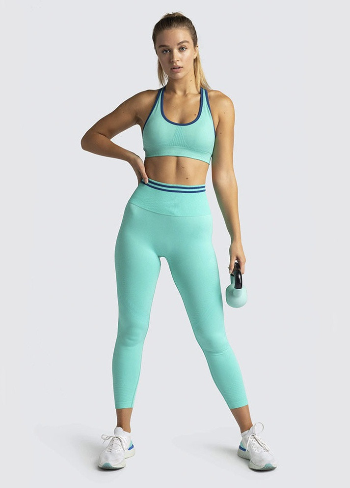 Комплект для фитнеса топ и леггинсы 10525 M голубой Fashion (259015466)
