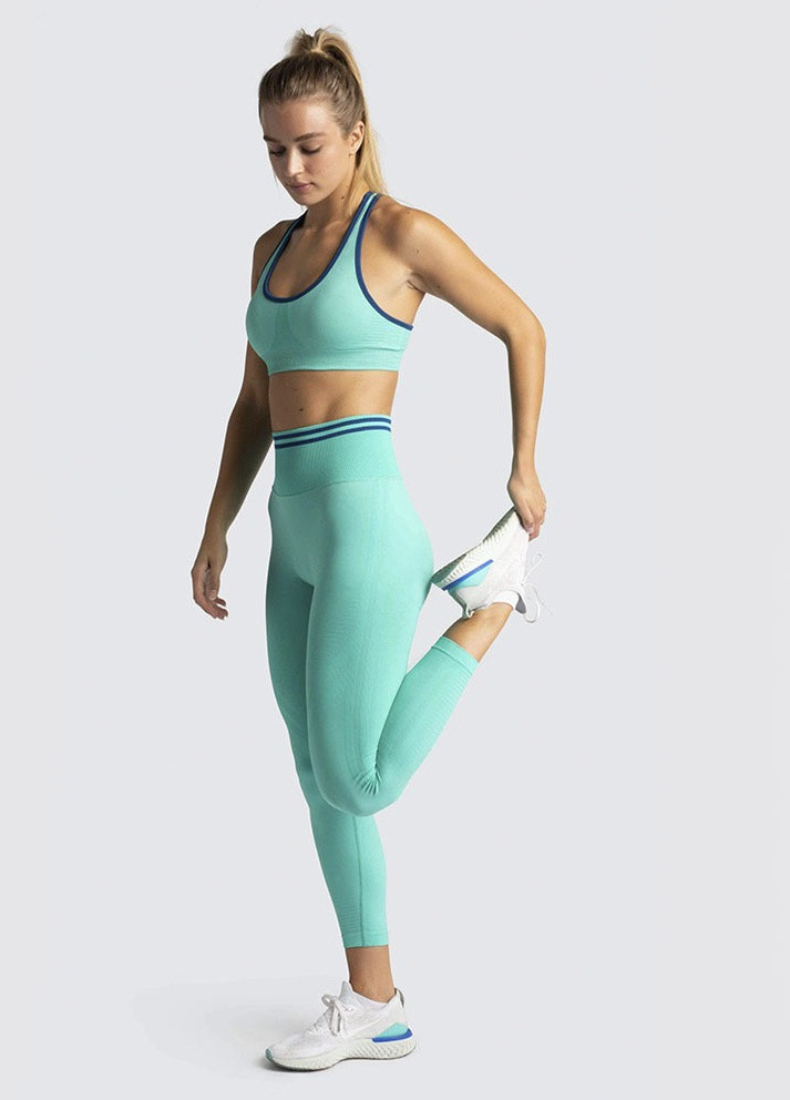 Комплект для фитнеса топ и леггинсы 10525 M голубой Fashion (259015466)