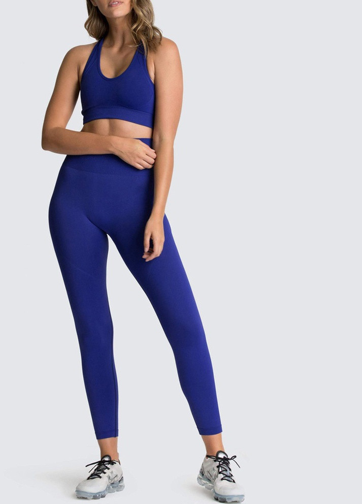 Комплект для фитнеса топ и леггинсы 10048 S синий Fashion (259015206)