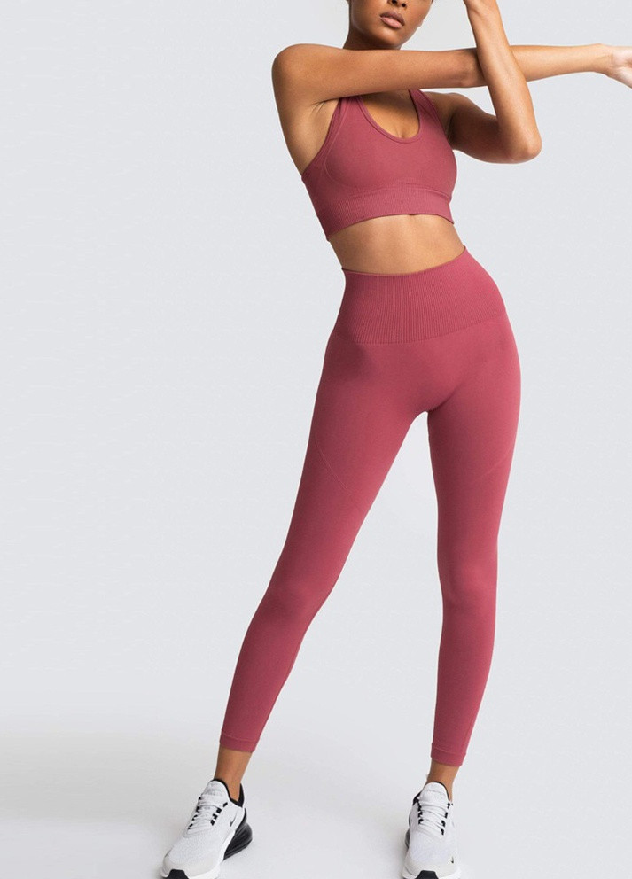 Комплект для фитнеса топ и леггинсы 10053 L пыльно-розовый Fashion (259015336)