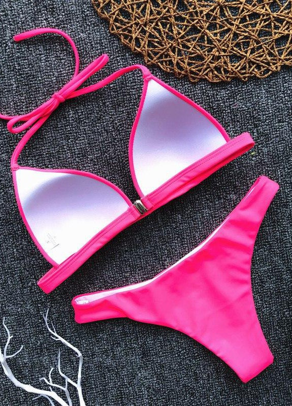 Комбинированный летний купальник женский раздельный 5037-pink-l розовый Fashion