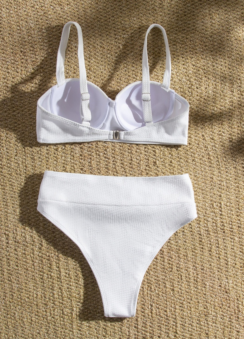 Комбинированный летний купальник женский раздельный 7711 s белый Fashion