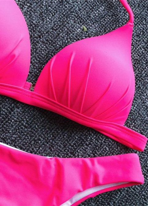 Комбинированный летний купальник женский раздельный 5037-pink-m розовый Fashion