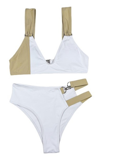 Комбінований літній жіночий купальник роздільний 7554 s білий Fashion