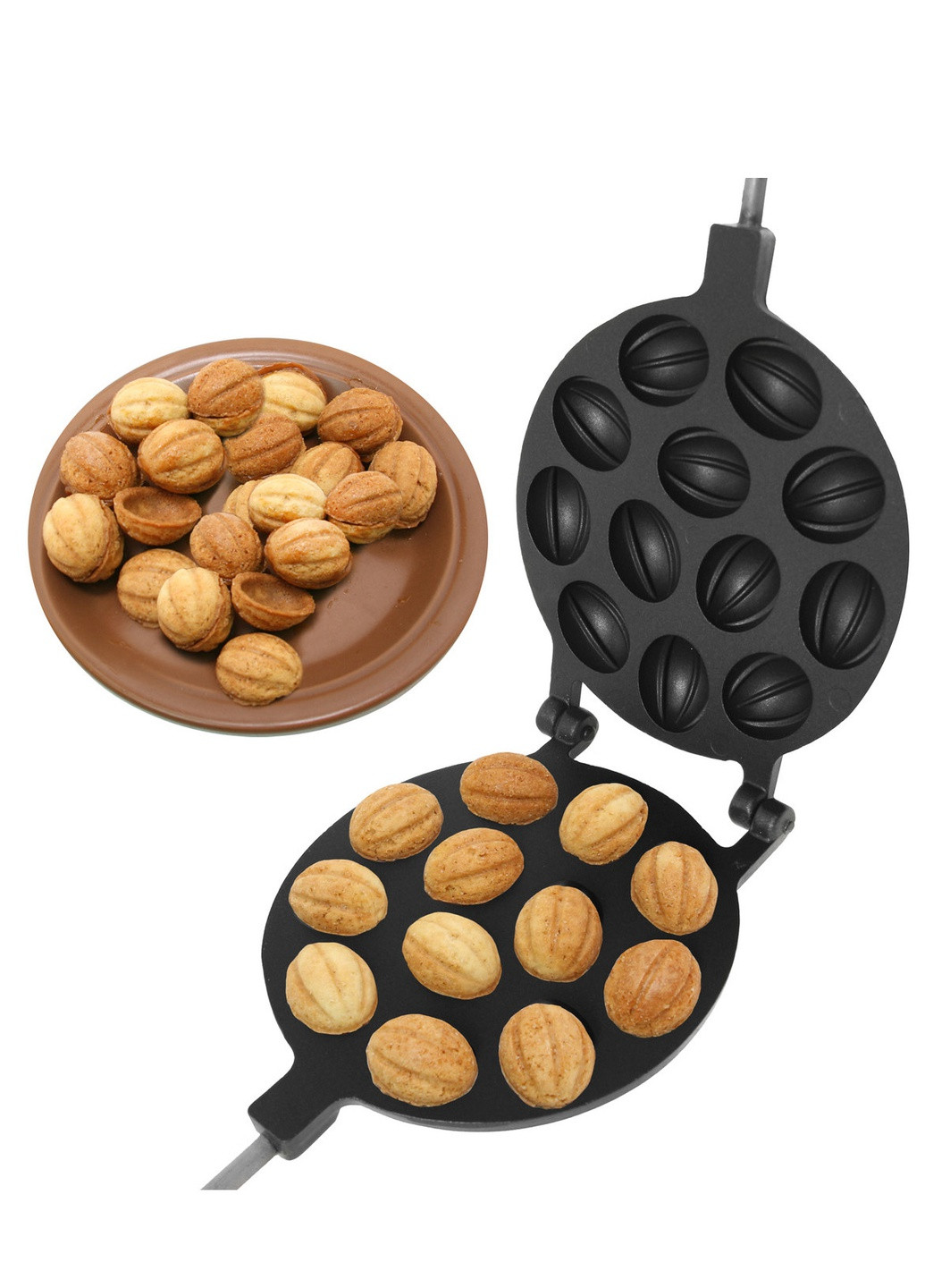 Форма для выпечки крупных орешков со сгущенкой Орешница с антипригарным / тефлоновым покрытием — 12 орехов ХЕАЗ (259017053)