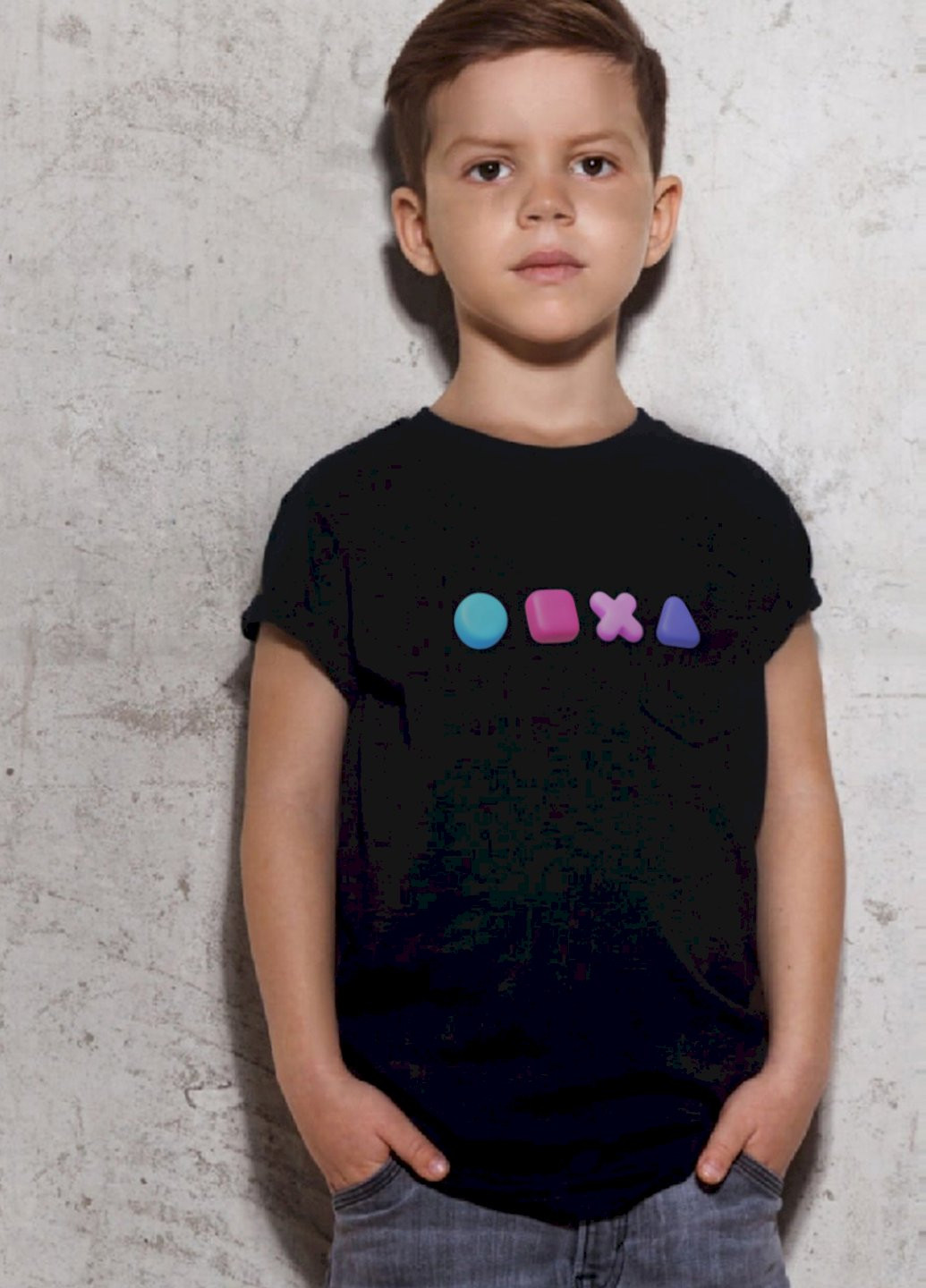 Черная демисезонная футболка детская черная "ігра" YAPPI