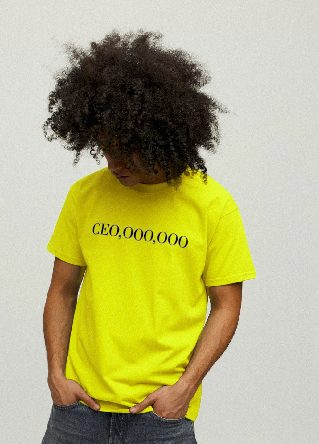 Желтая футболка мужская желтая "ceo,ooo,ooo" YAPPI