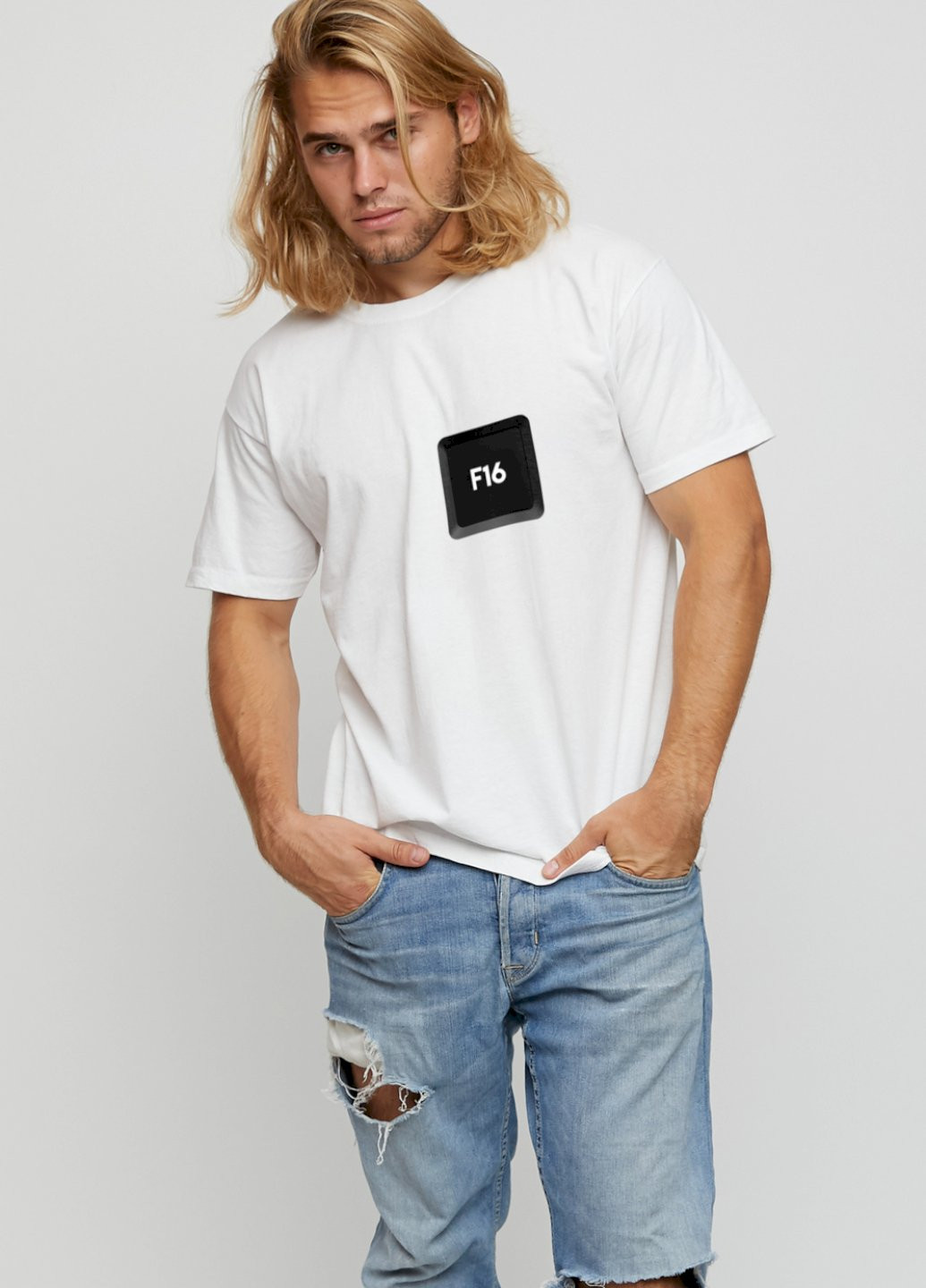 Біла футболка чоловіча біла "f16" YAPPI