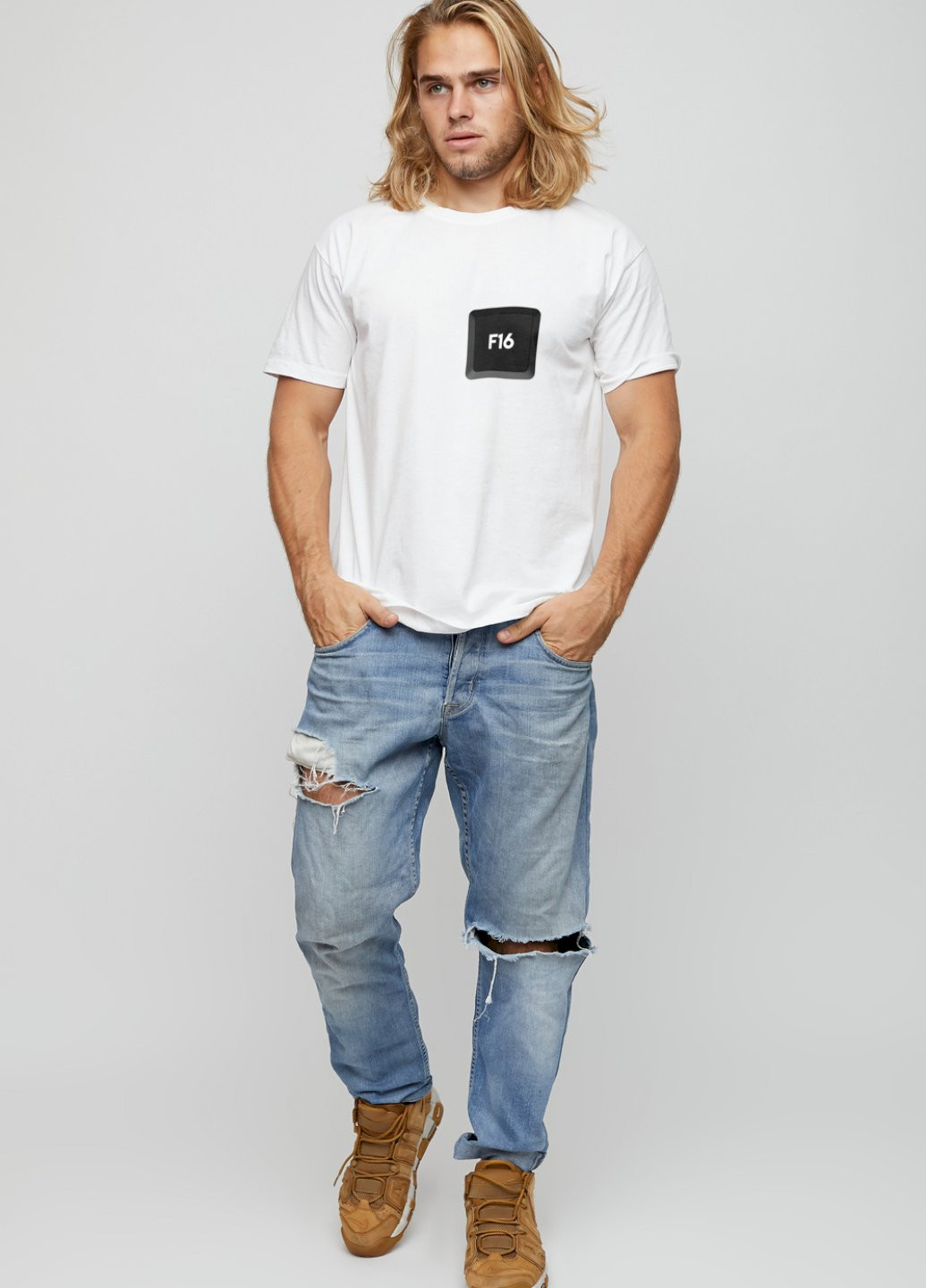 Біла футболка чоловіча біла "f16" YAPPI