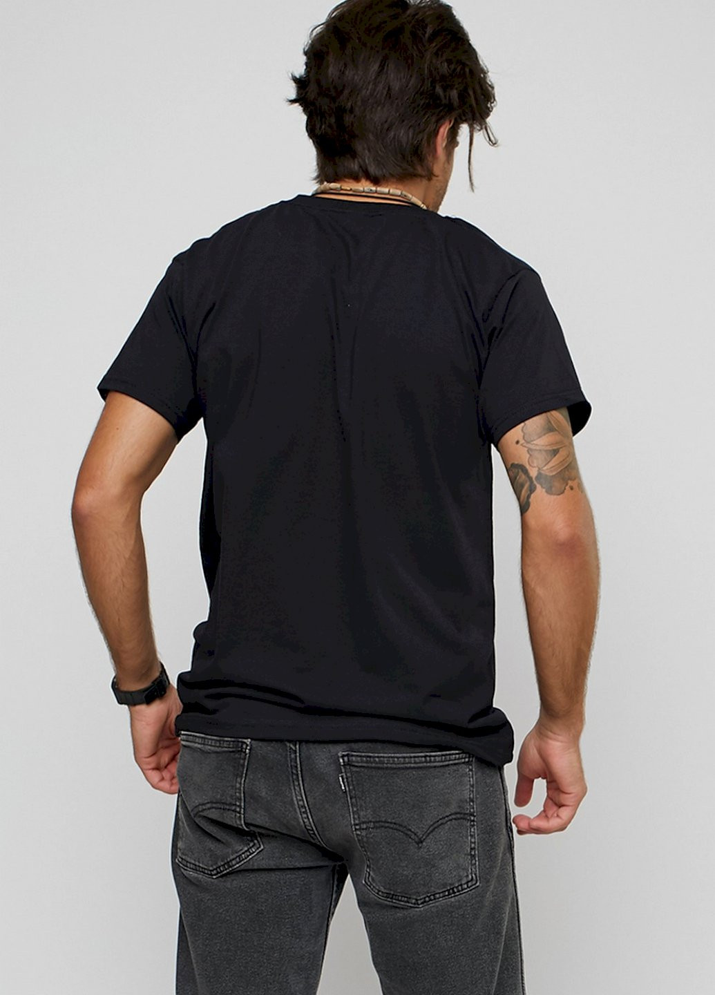 Чорна футболка чоловіча чорна "швидко - повільно без перерв" YAPPI