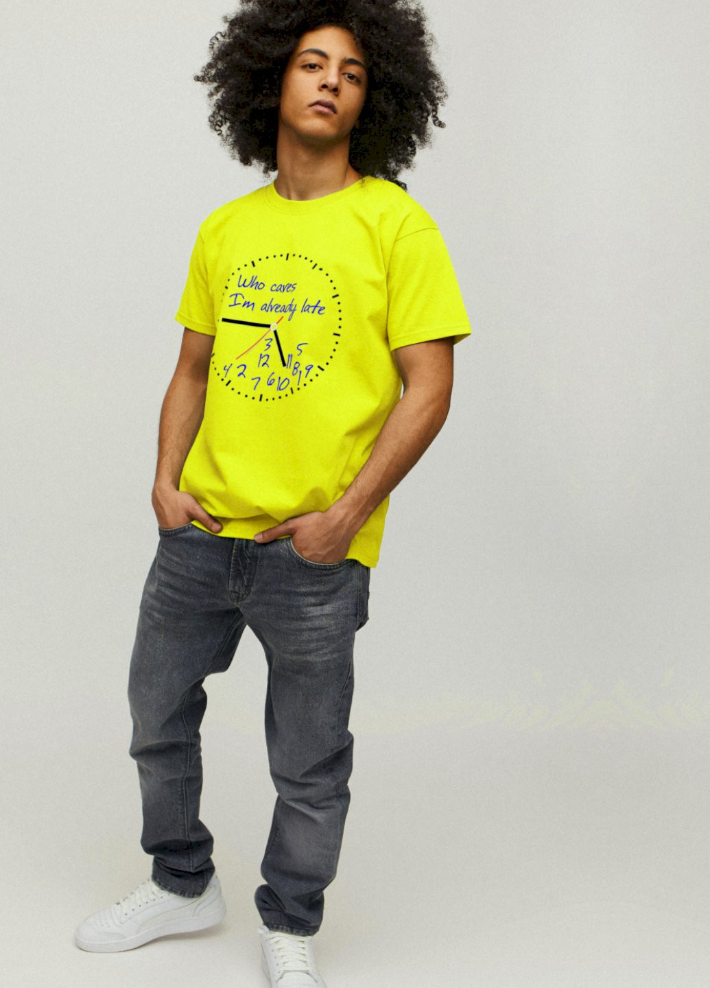 Желтая футболка мужская желтая "who cares. i`m already late" YAPPI