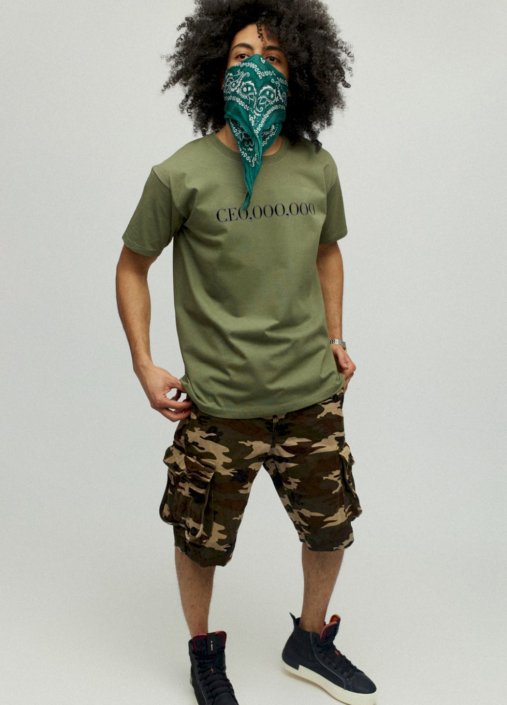 Хакі (оливкова) футболка чоловіча хакі зелений "ceo,ooo,ooo" YAPPI