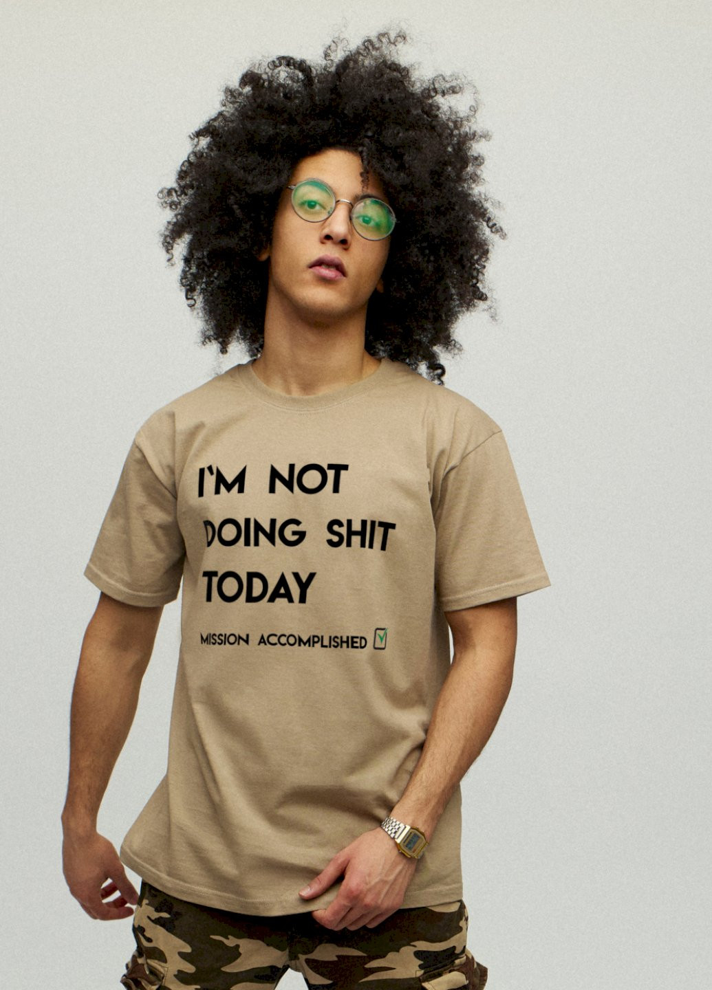 Хаки (оливковая) футболка мужская хаки "i`m not doing shit today" YAPPI