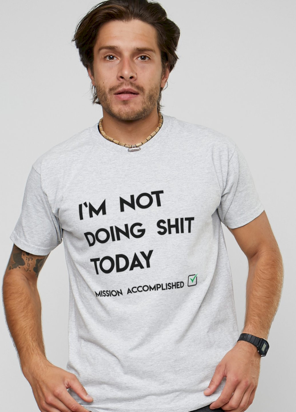 Сіра футболка чоловіча сіра "i`m not doing shit today" YAPPI