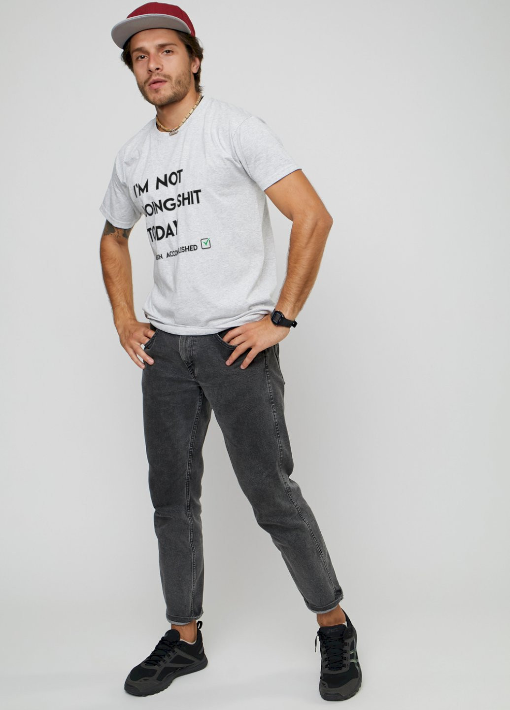 Сіра футболка чоловіча сіра "i`m not doing shit today" YAPPI