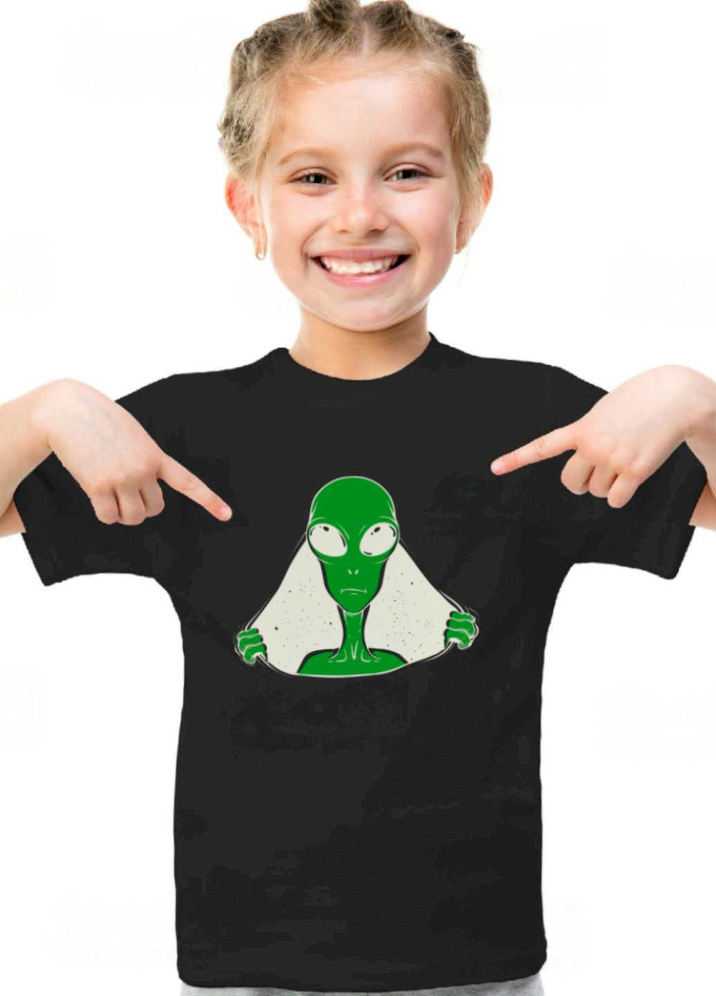 Чорна демісезонна футболка дитяча чорна "нло" YAPPI