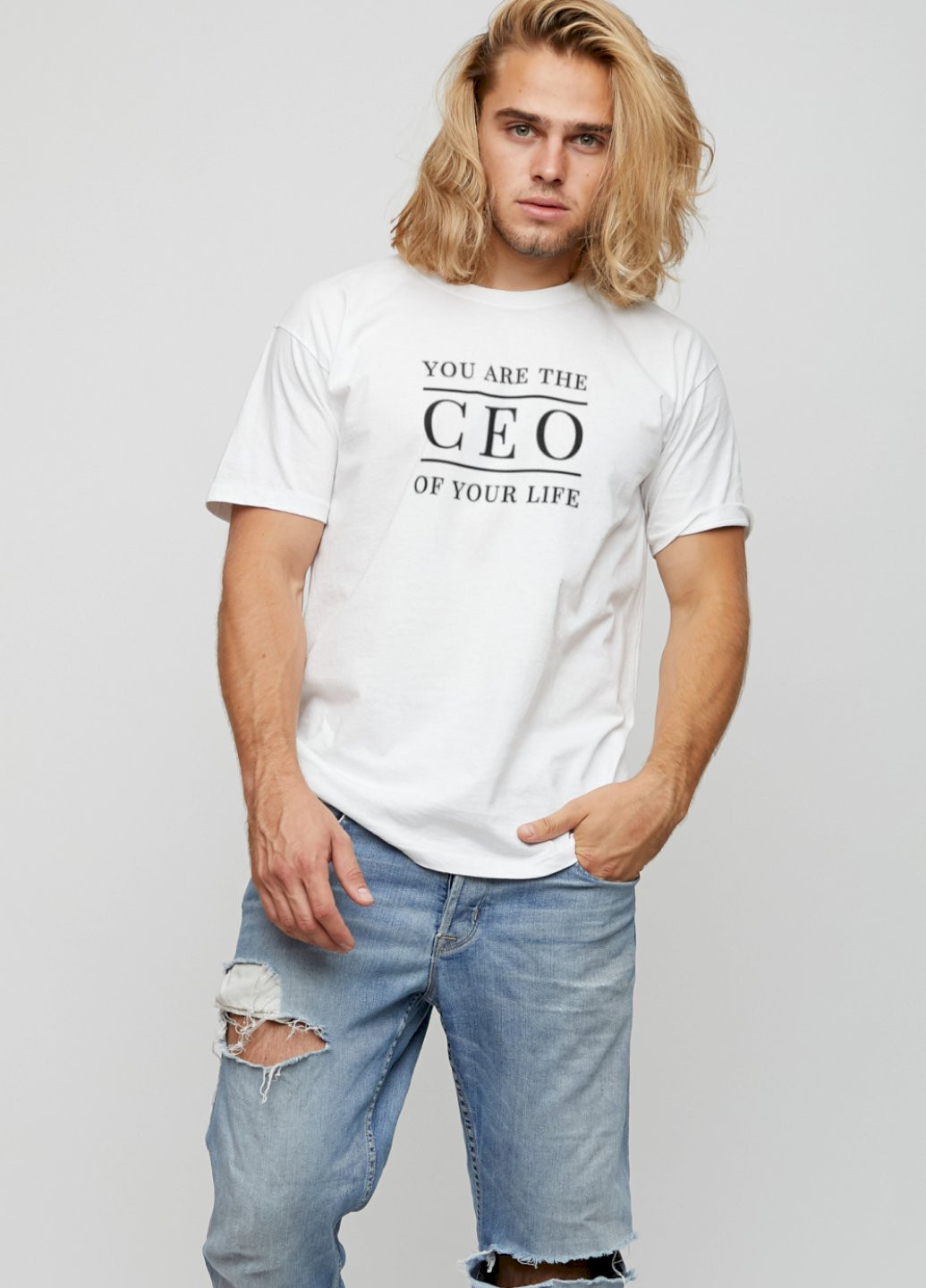 Белая футболка мужская белая "ceo" YAPPI