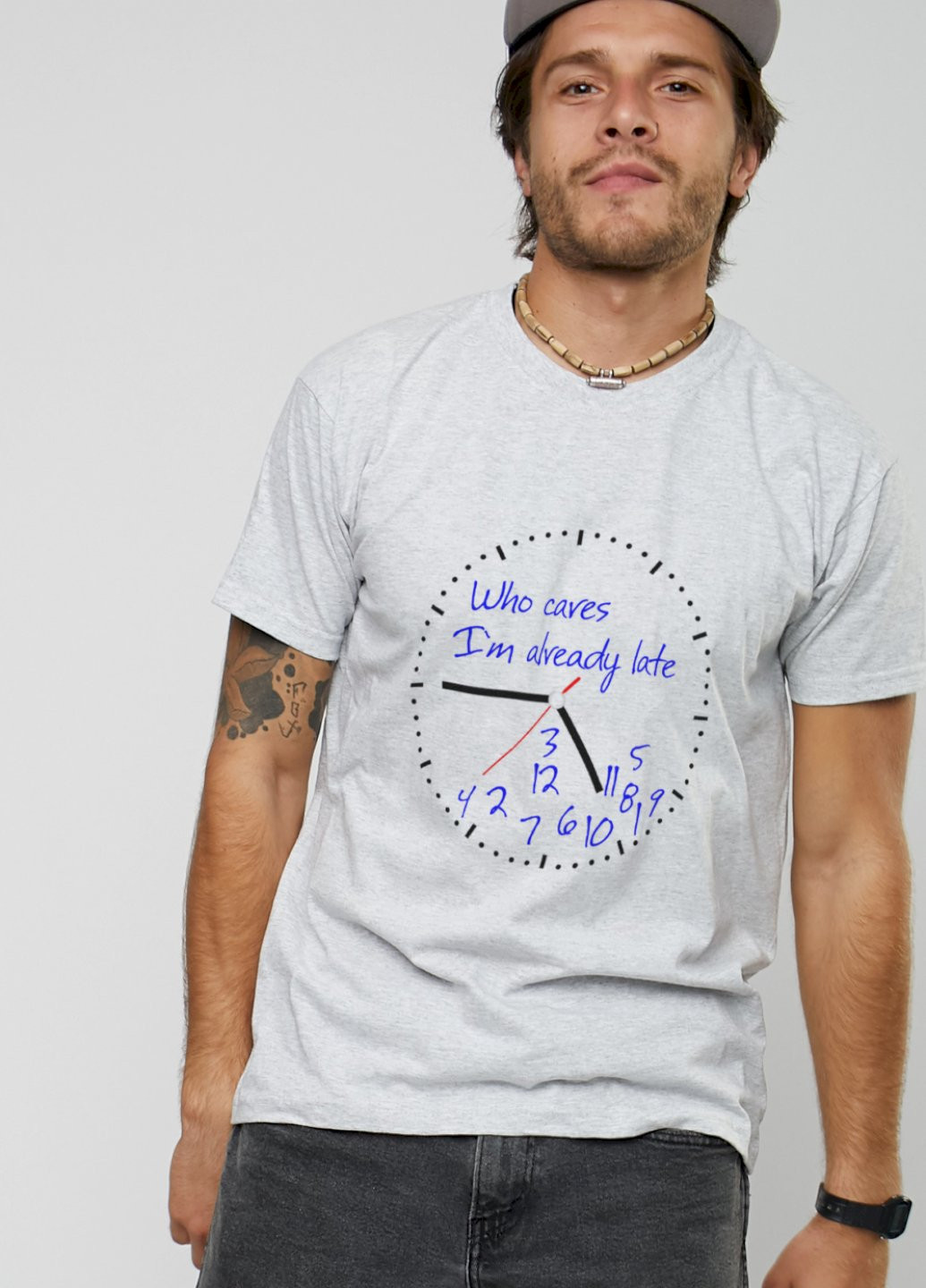 Серая футболка мужская серая "who cares. i`m already late" YAPPI