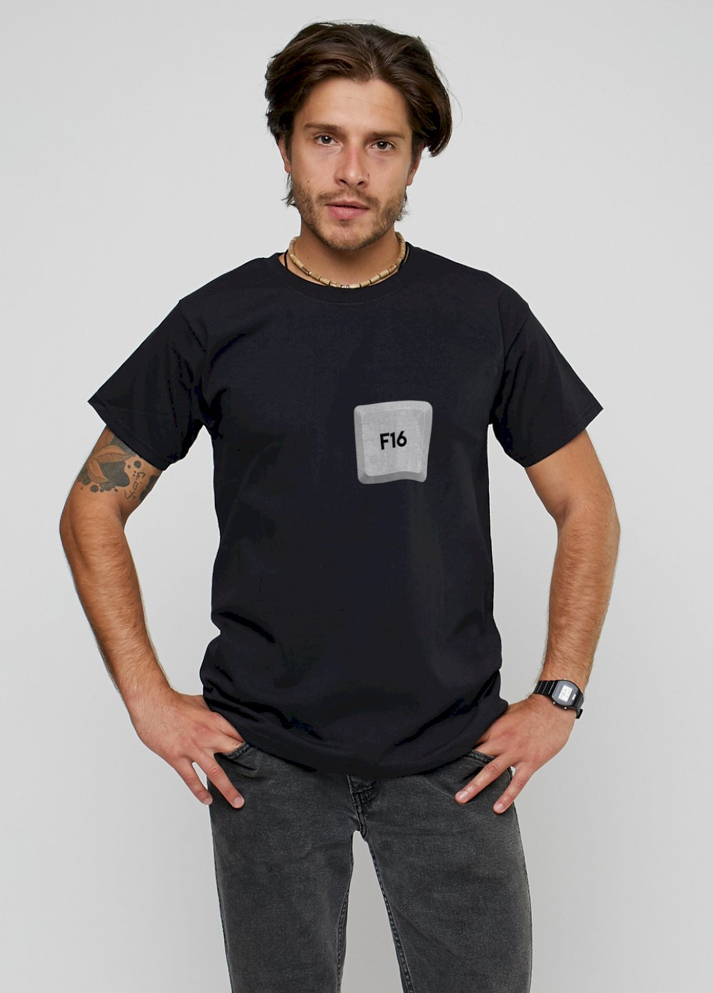 Черная футболка мужская черная "f16" YAPPI