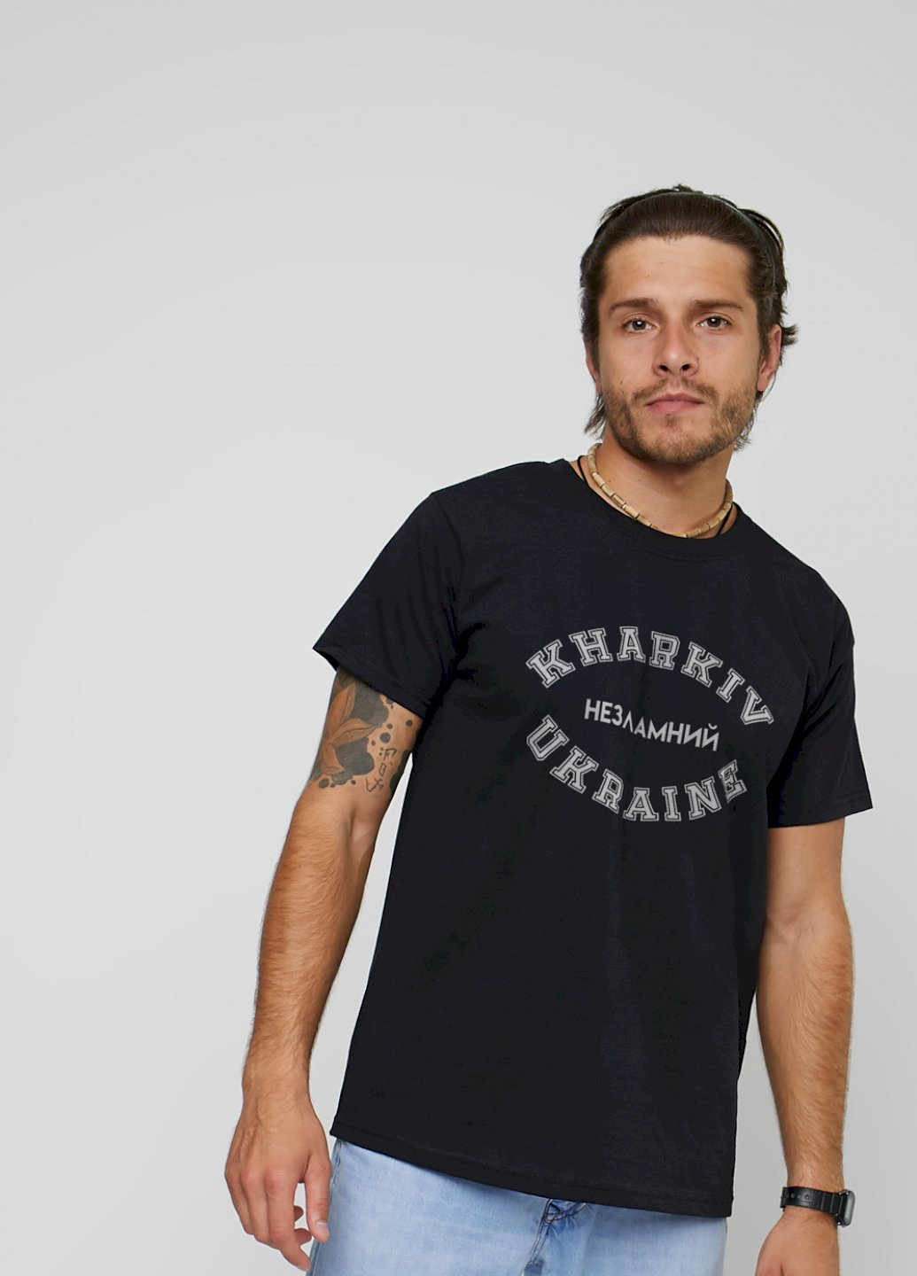 Чорна футболка чоловіча чорна патріотична "kharkiv - незламний" YAPPI