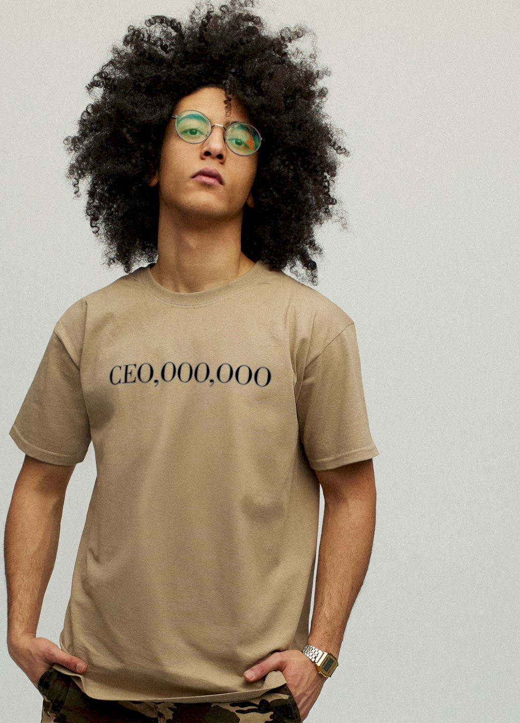 Хакі (оливкова) футболка чоловіча хакі "ceo,ooo,ooo" YAPPI