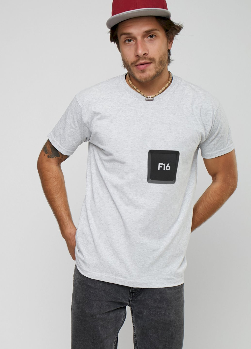 Сіра футболка чоловіча сіра "f16" YAPPI