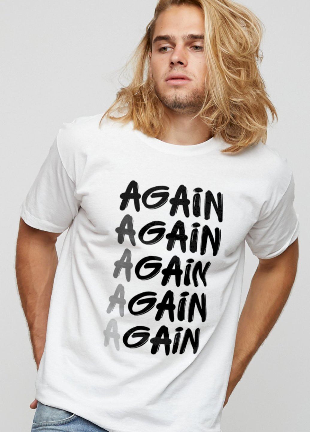 Біла футболка чоловіча біла "again - gain" YAPPI