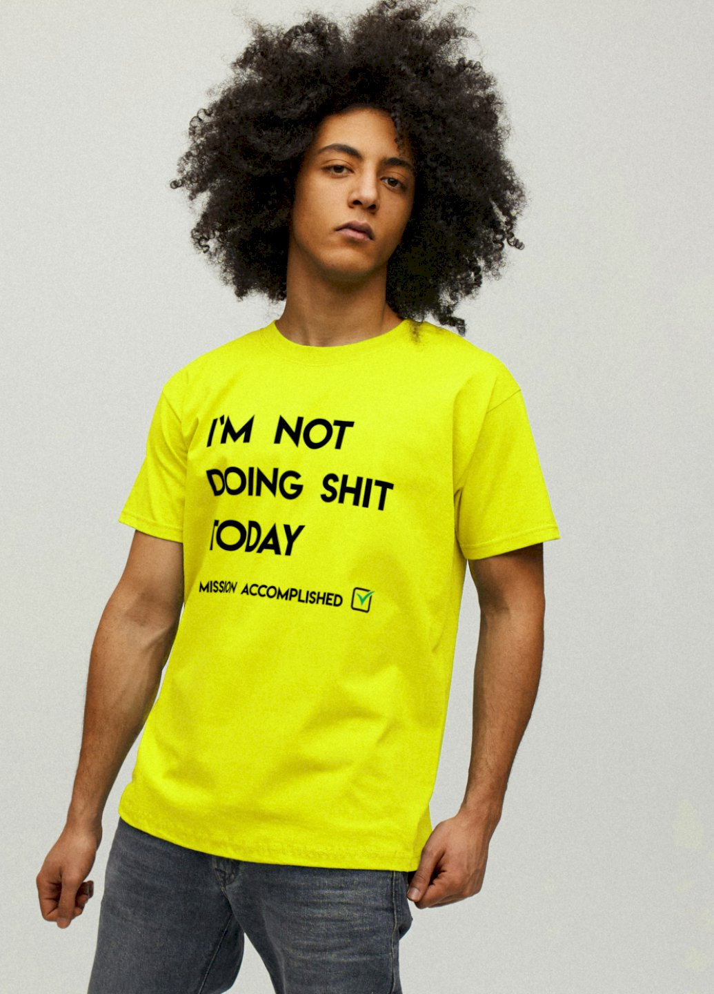 Желтая футболка мужская желтая "i`m not doing shit today" YAPPI