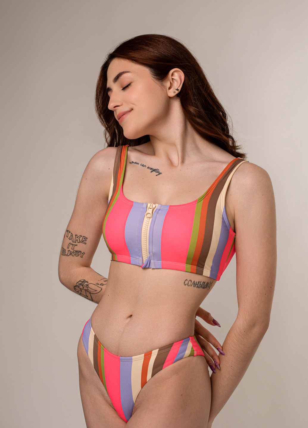 Цветные купальные трусики слип цветные полоски so226411 комбинированный Brabrabra