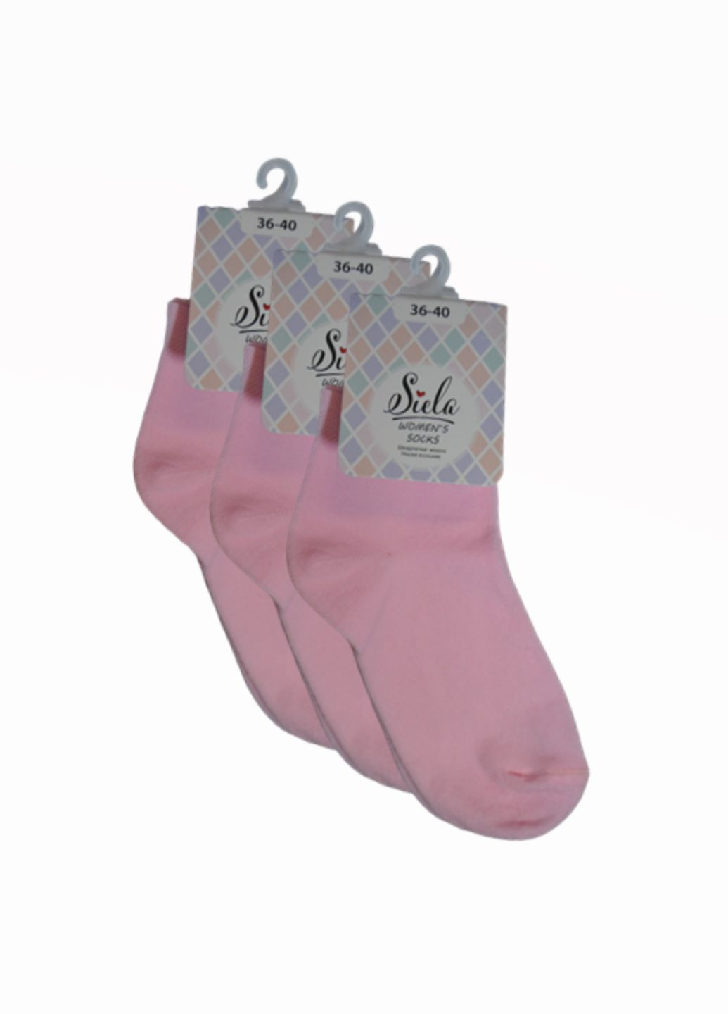 Розовые ntf шкарпетки жін. (короткі) ws2c/sl-cl, bianco, р.36-40. набір (3 шт.) Siela однотонные (259038578)