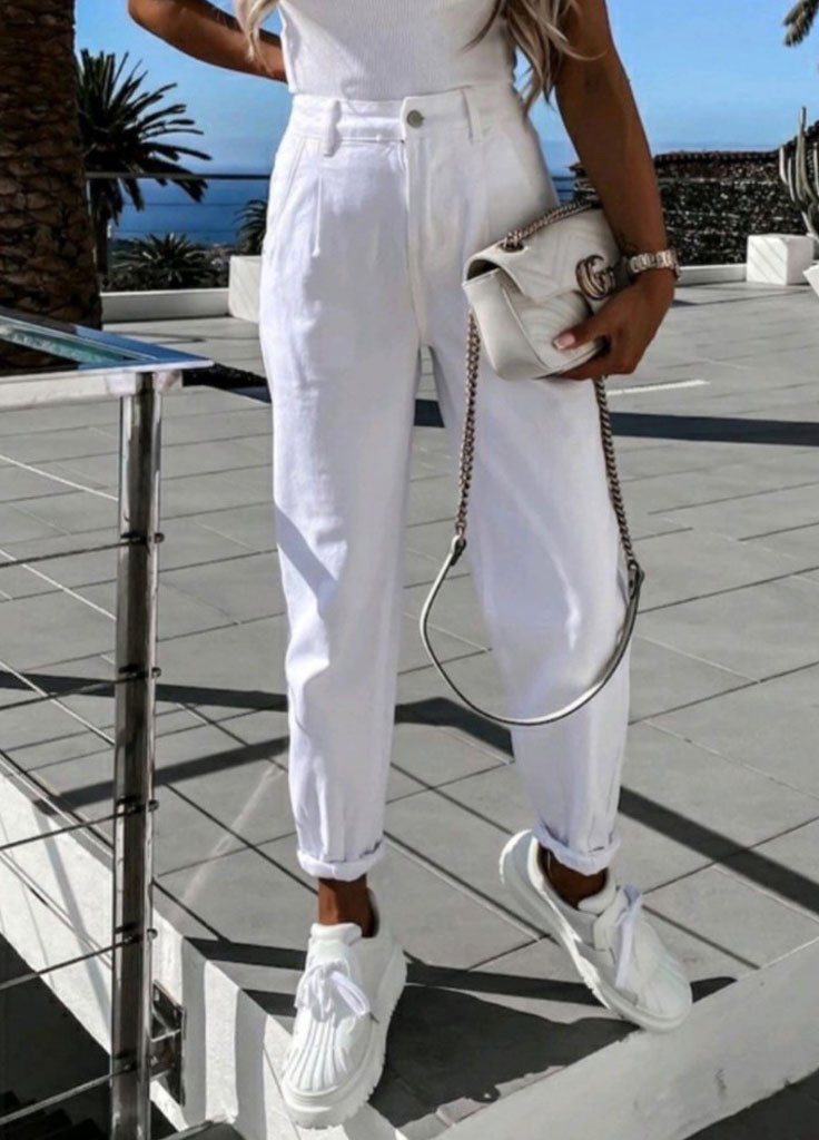 Белые кэжуал летние брюки Fashion Girl