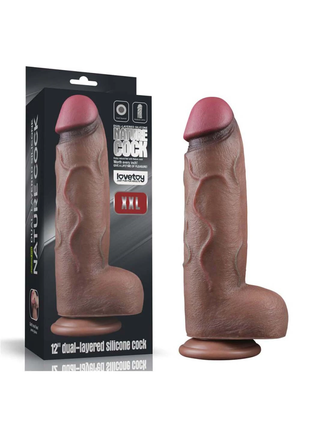 Фаллоимитатор гигант на присоске Dual Layered Silicone Cock XXL 12.0 Lovetoy (259110131)