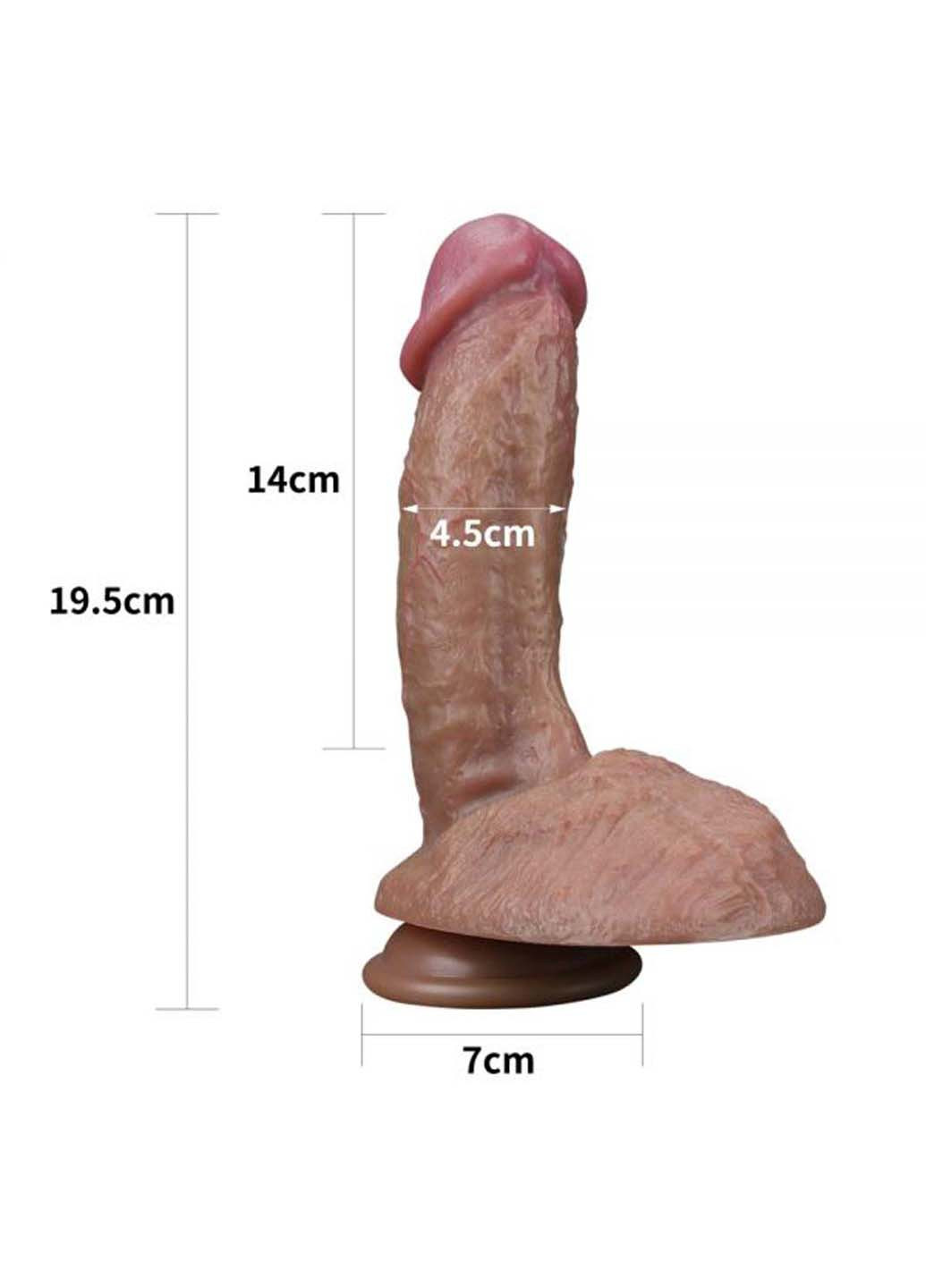 Рельефный фаллоимитатор Dual layered Platinum Silicone Cock 7.5 Lovetoy (259110128)