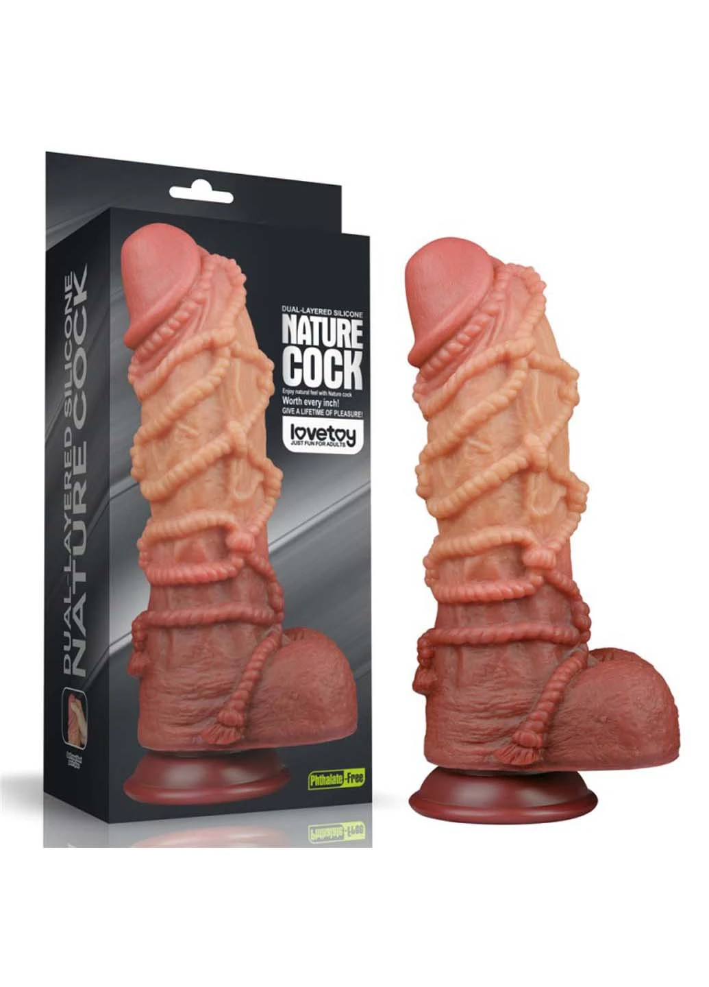 Фаллоимитатор рельефный Dual layered Platinum Silicone Cock with Rope 10.5 Lovetoy (259110116)