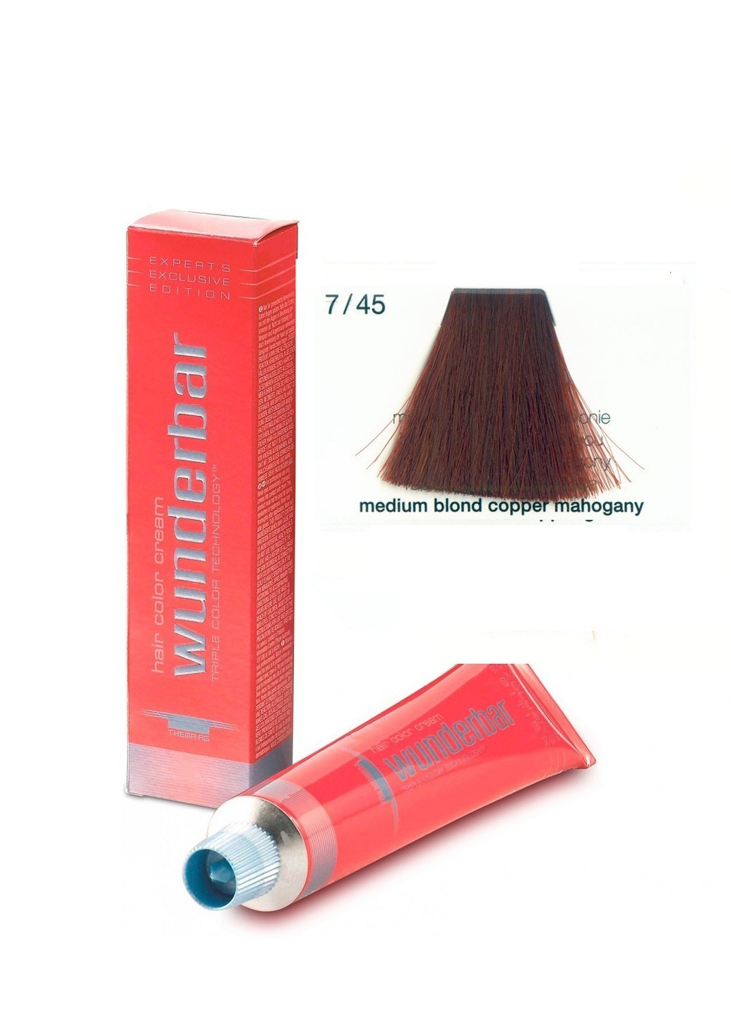 Фарба для волосся аміачна 7.45 medium blond copper mahogany 60 мл Wunderbar сolor сream (259115941)