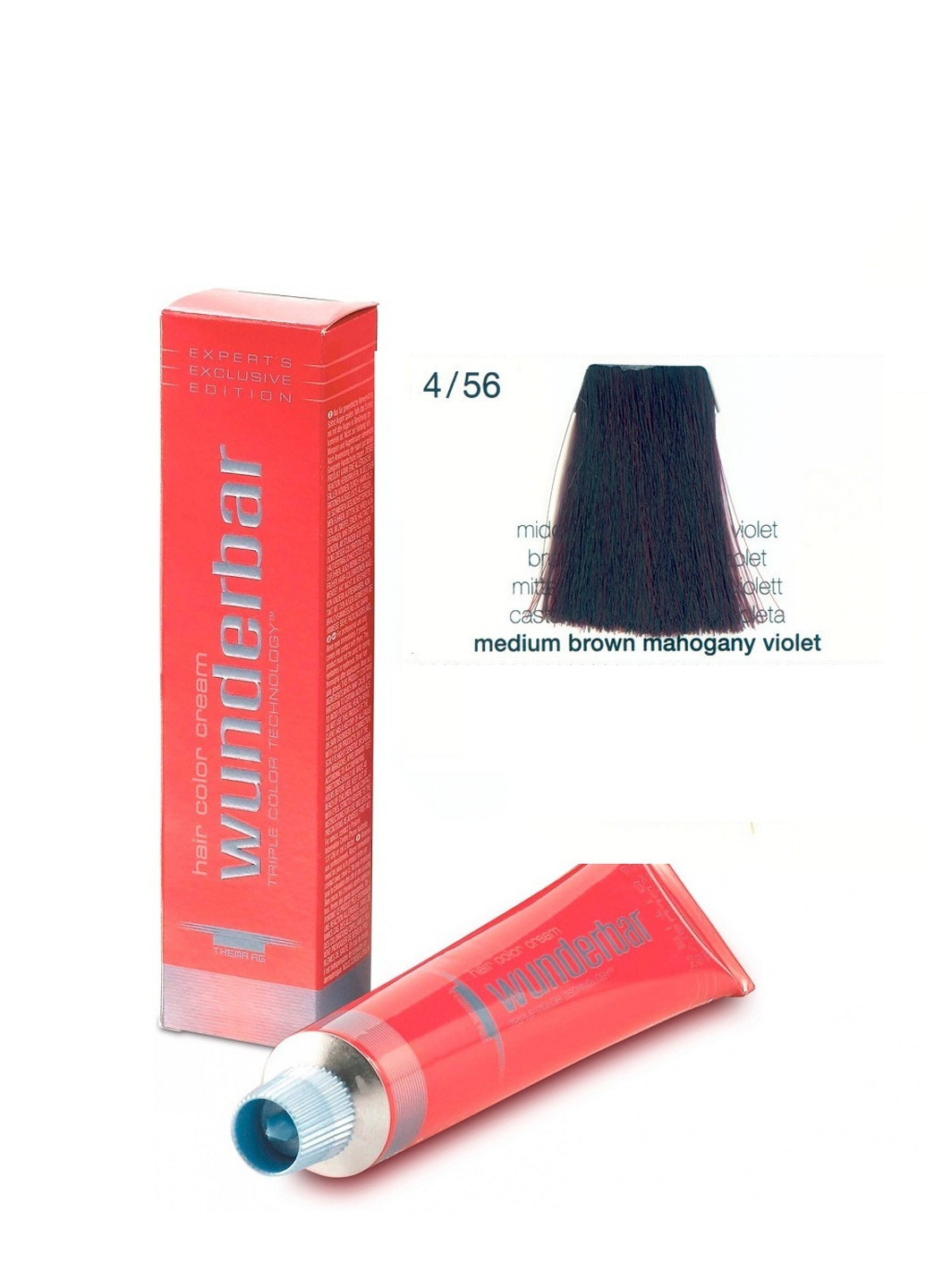 Фарба для волосся аміачна 4.56 medium brown mahogany violet 60 мл Wunderbar сolor сream (259115936)